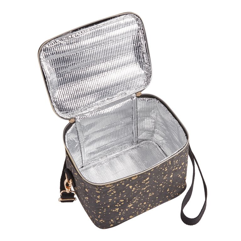 Black and Gold Splatter Washable Paper Insulated Lunch Tote
