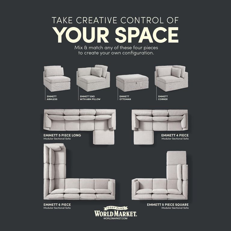 Emmett Gray Modular Sectional Corner Chair image number 7
