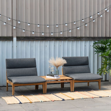 Beau Teak Wood 3 Piece Modular Outdoor Furniture Set Beau Teak Wood 3 Piece Modular Outdoor Furniture Set