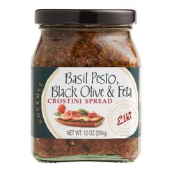 Elki Basil Pesto, Black Olive & Feta Crostini Spread