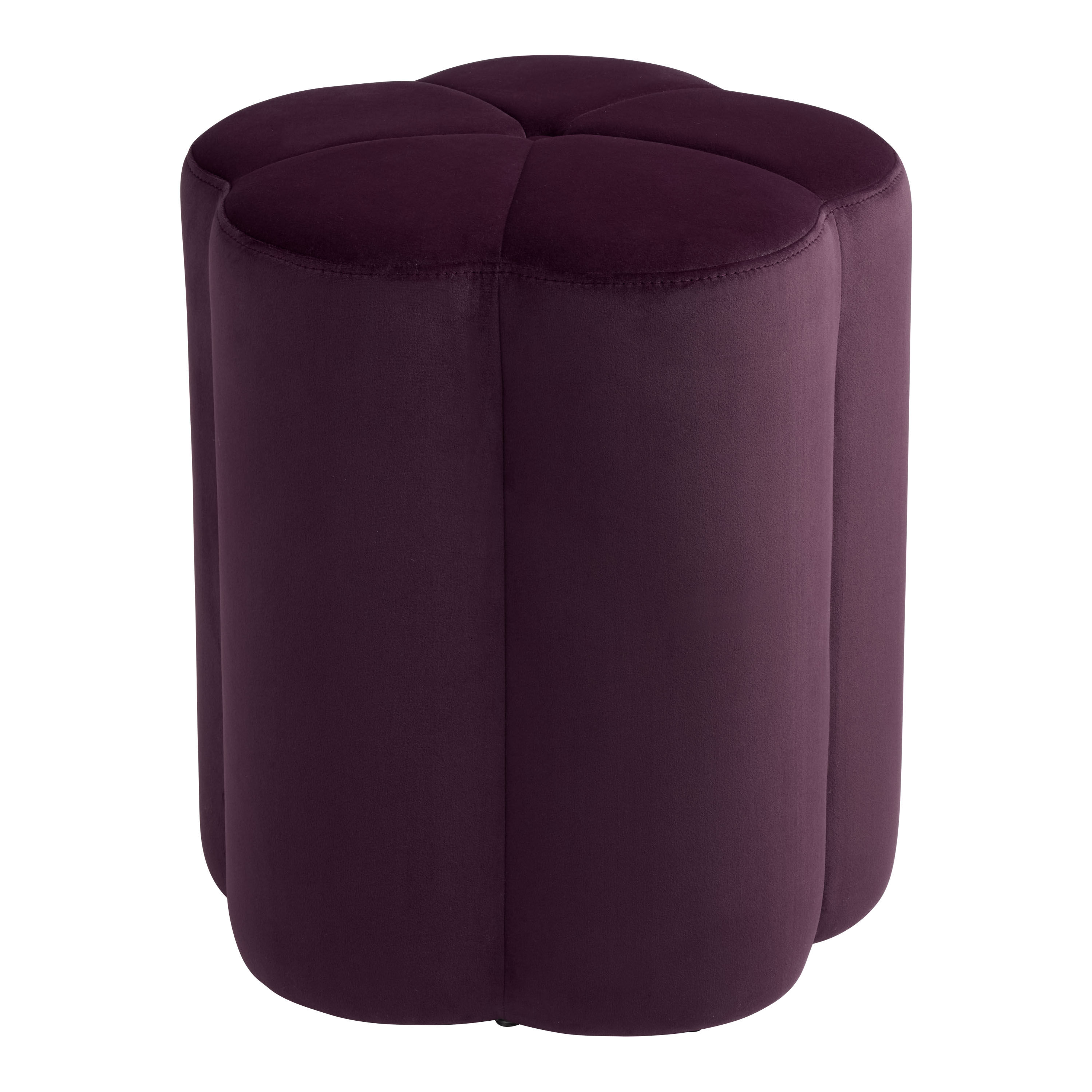 Ryley Plum Purple Velvet Flower Petal Upholstered Stool image number 0