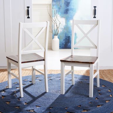 Cortland White and Natural Wood Dining Chair Set of 2 Cortland White and Natural Wood Dining Chair Set of 2