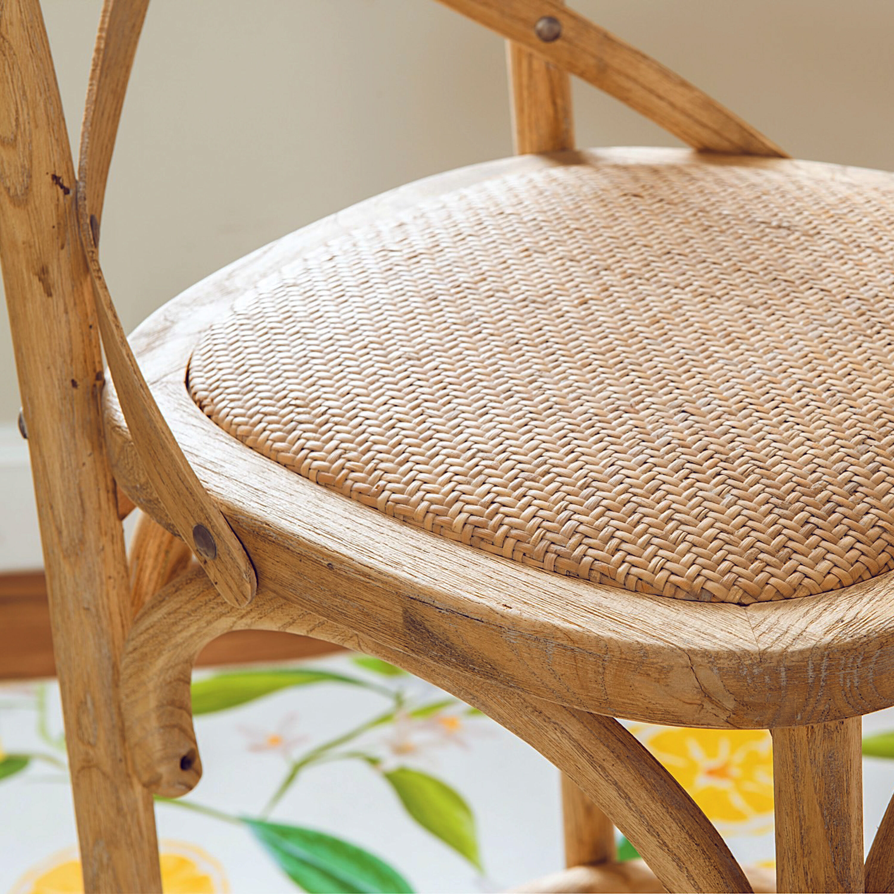 Syena Gray Wood and Rattan Barstool World Market
