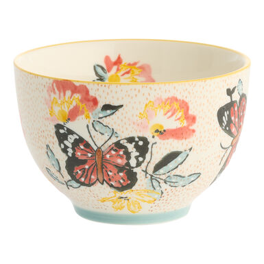 Multicolor Floral Butterfly Hand Painted Bowl Multicolor Floral Butterfly Hand Painted Bowl