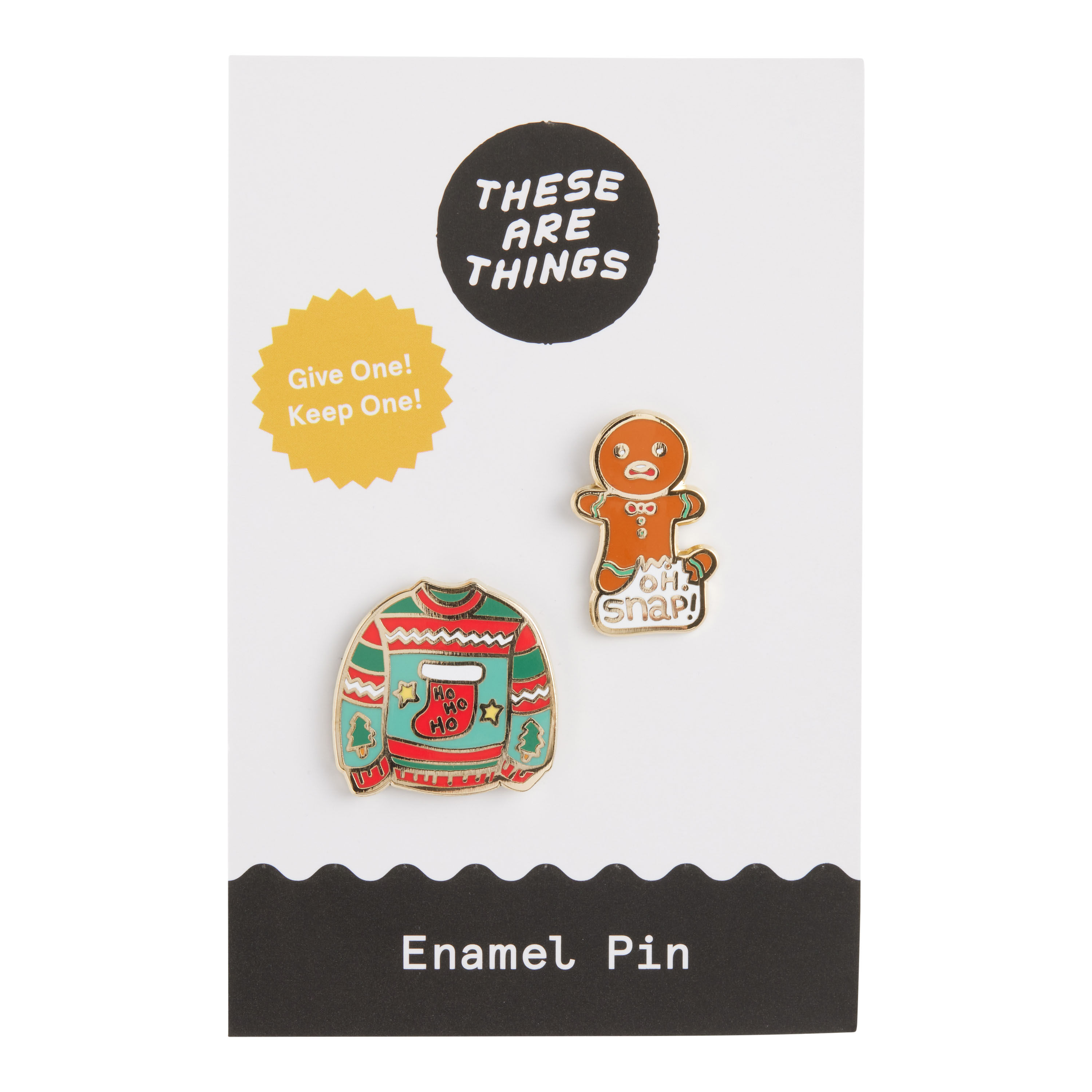 Holiday Gingerbread Man And Sweater Enamel Pins 2 Pack image number 0