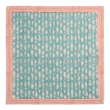 Blue and Red Fish Stripe Block Print Napkin Blue and Red Fish Stripe Block Print Napkin