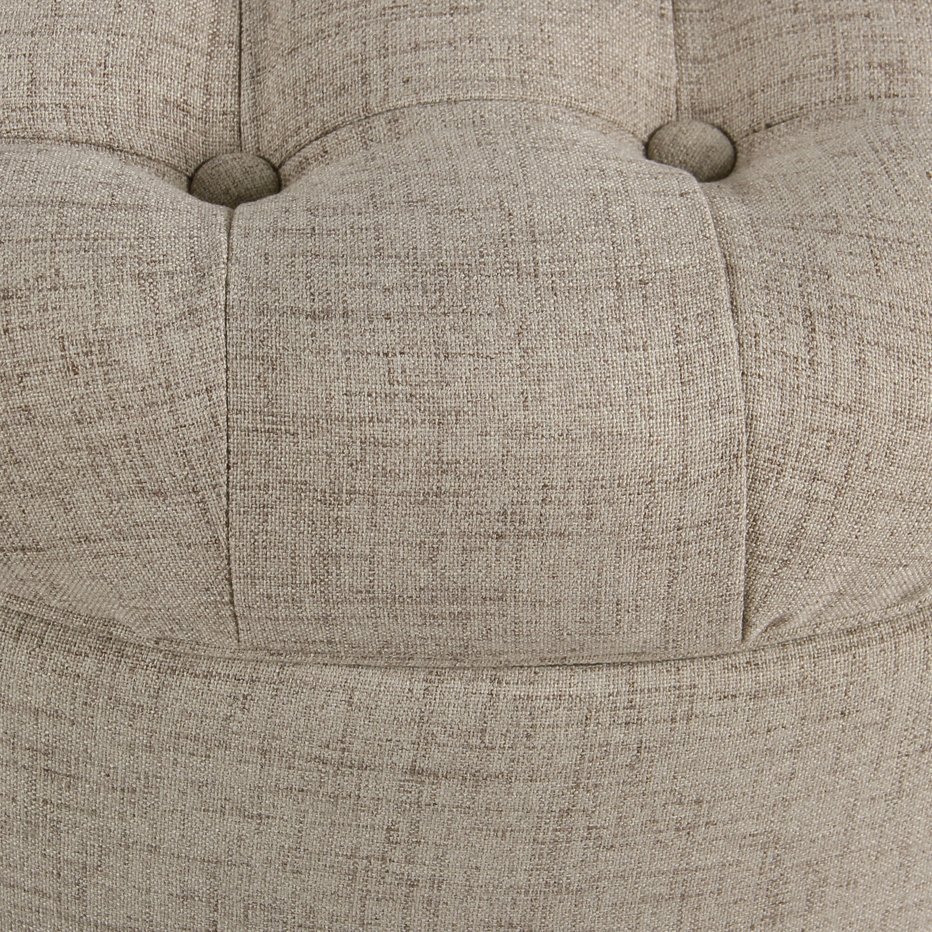 Hill Round Linen Tufted Upholstered Storage Ottoman image number 4