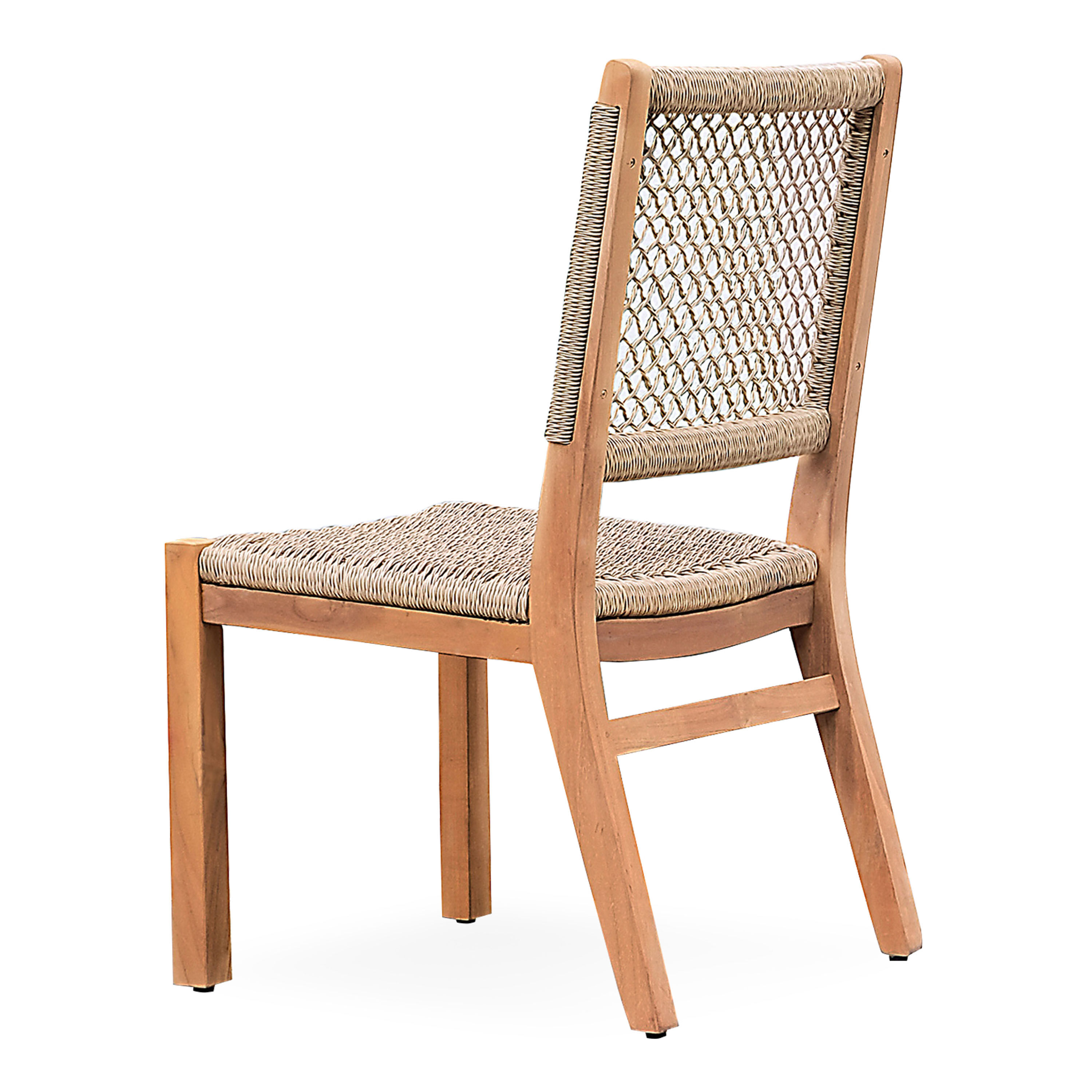 Kiva Teak Wood and Faux Rattan Dining Chair 2 Piece Set image number 2
