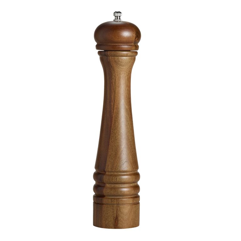 Salt and Pepper Grinder Set with Wood Tray - 2 Pack Wooden 8 inch with tray