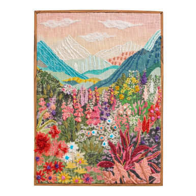 Spring Meadow Landscape Embroidered Textile Framed Wall Art Spring Meadow Landscape Embroidered Textile Framed Wall Art