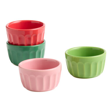 Mini Holiday Hues Ceramic Fluted Ramekins 4 Pack Mini Holiday Hues Ceramic Fluted Ramekins 4 Pack