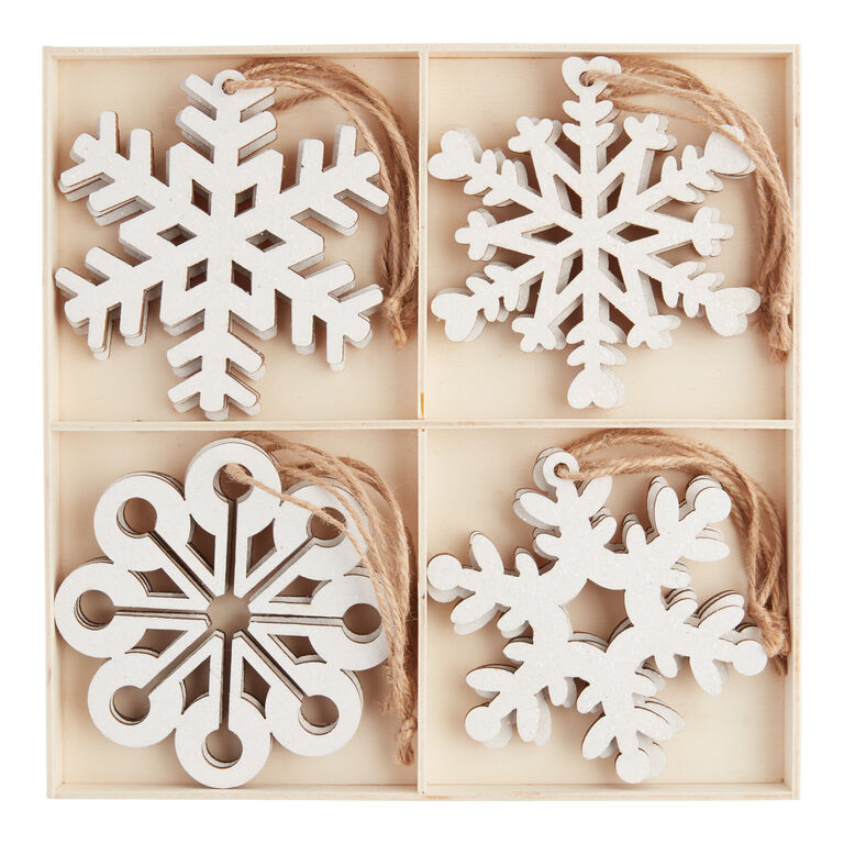 Large Snowflakes - Set of 5 White Glittered Snowflakes - Measures 12 D  -Two Assorted Designs Snowflake Decorations - Snowflake Window Décor -  Winter