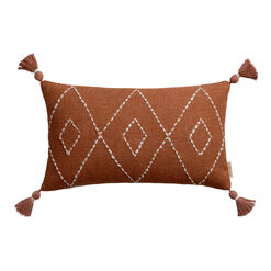 Rust and Ivory Kantha Diamond Lumbar Pillow