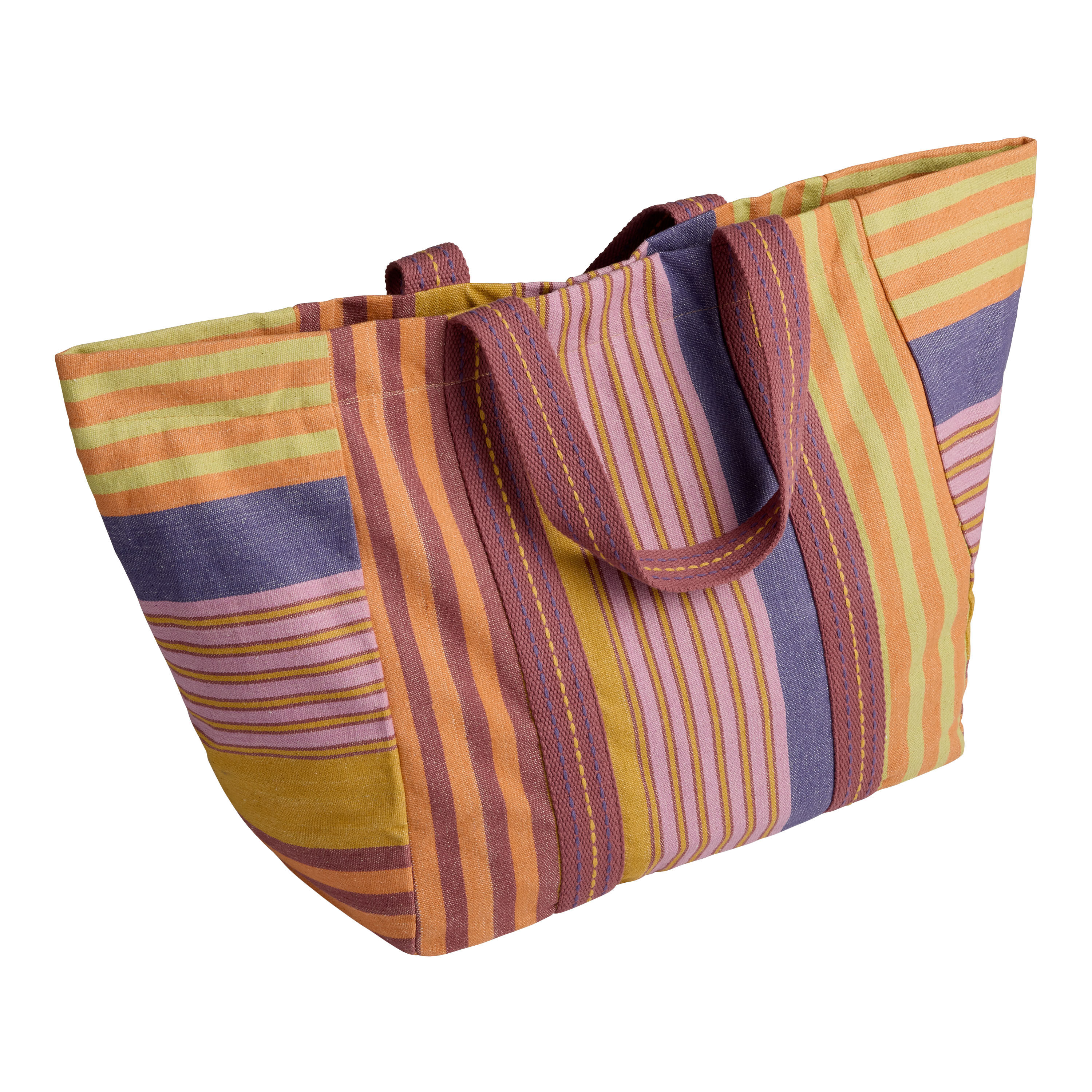 Oaxaca Multicolor Canvas Stripe Tote Bag image number 0