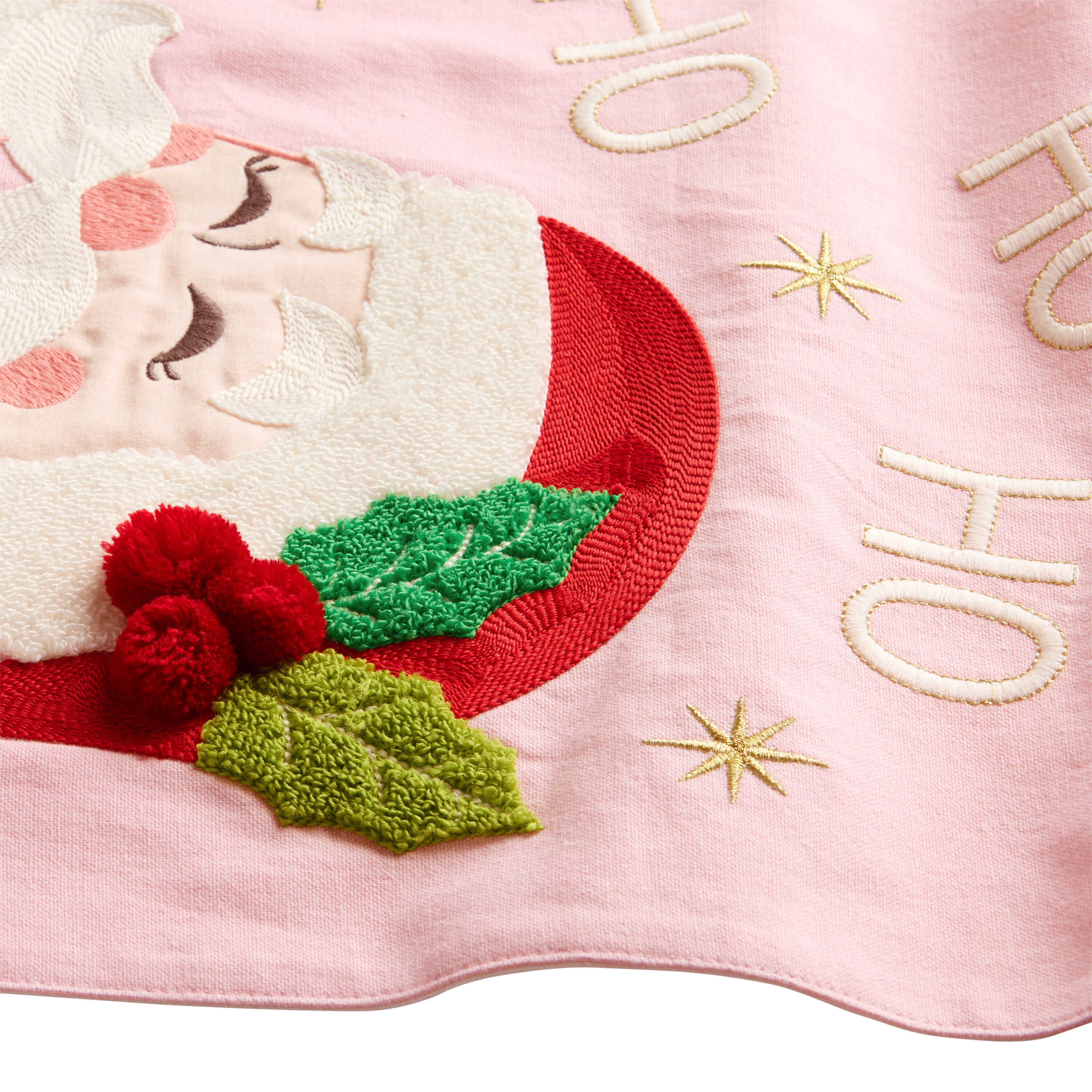 Pink and Gold Santa Embroidered Table Runner image number 1