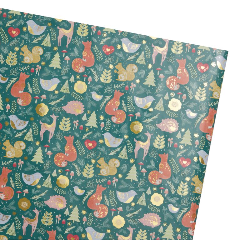 Forest Green Wrapping Paper 4 Watercolor Woodland Style Gift Wrap Paper Bulk  Gre
