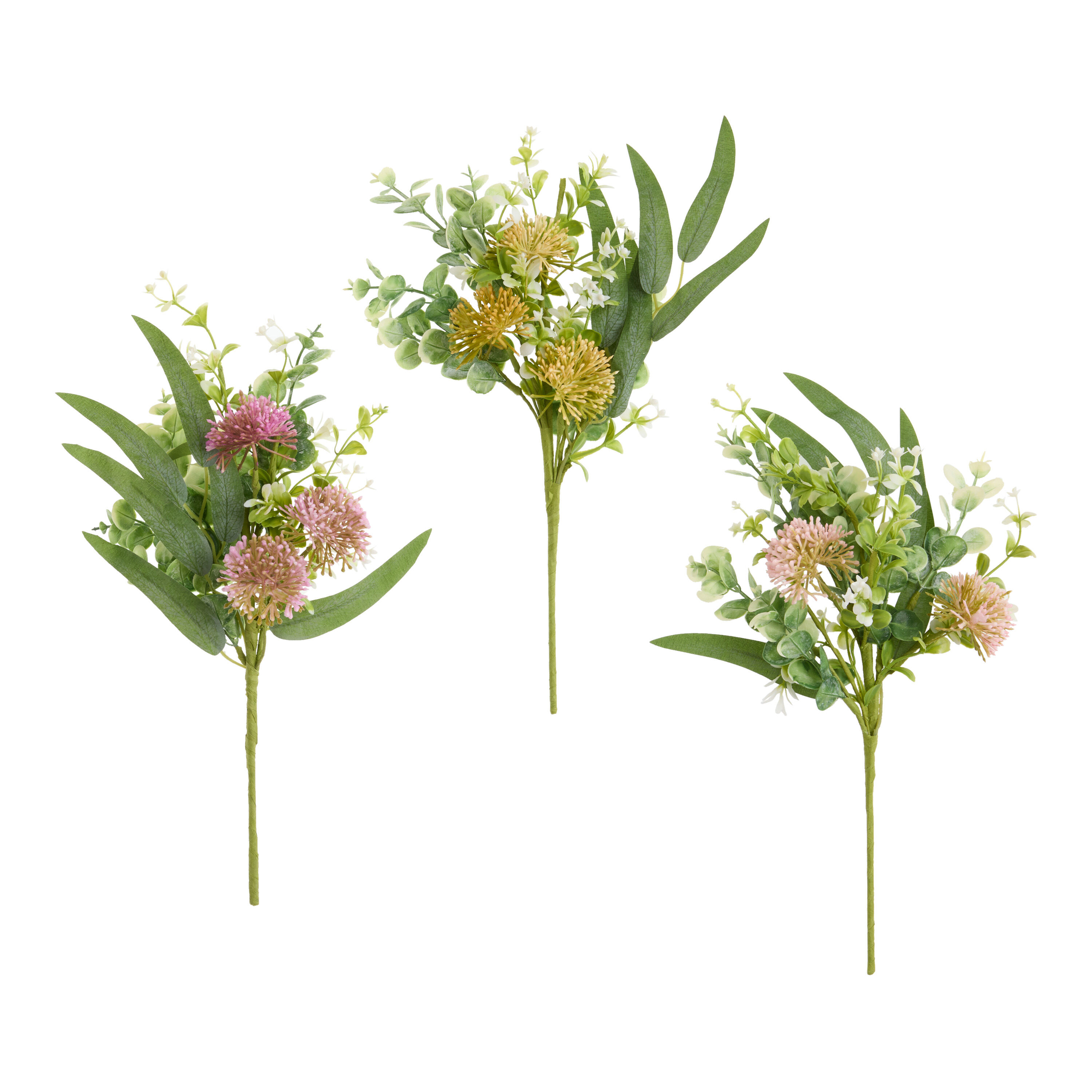 Faux Eucalyptus and Thistle Bunch Set of 3 image number 0