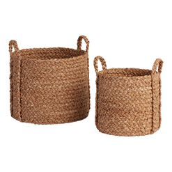 Leila Natural Hyacinth Braided Tote Basket