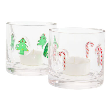 Charm Holiday Inlay Glass Tealight Candle Holder Set of 2 Charm Holiday Inlay Glass Tealight Candle Holder Set of 2
