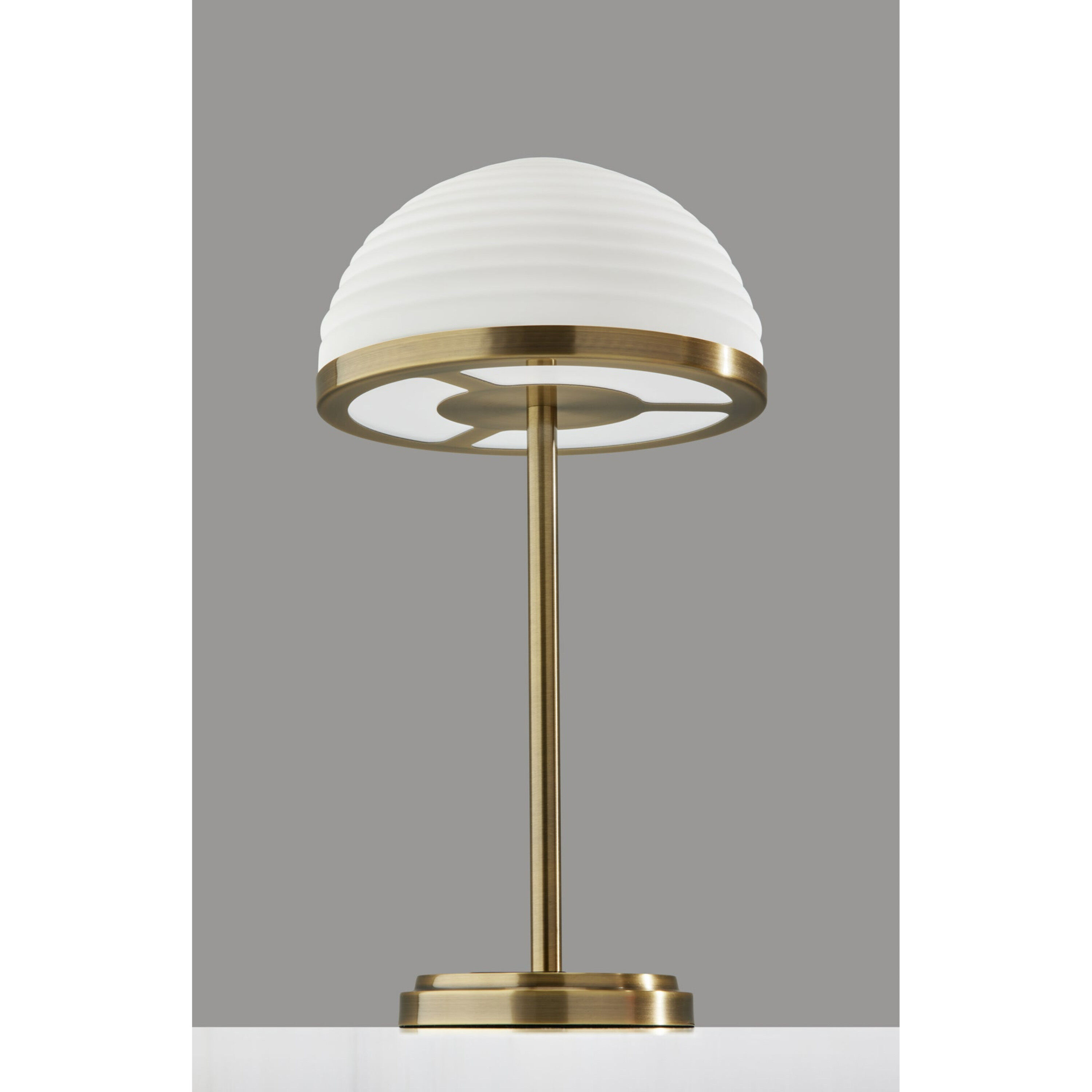 Milford Frosted Glass Dome and Antique Brass LED Table Lamp by World Market