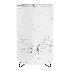 Alana White Laser Cut Fabric Cylinder Accent Lamp