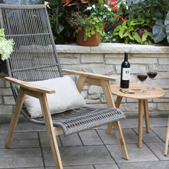 Gray All Weather and Teak Hakui Outdoor Chair Set Of 2