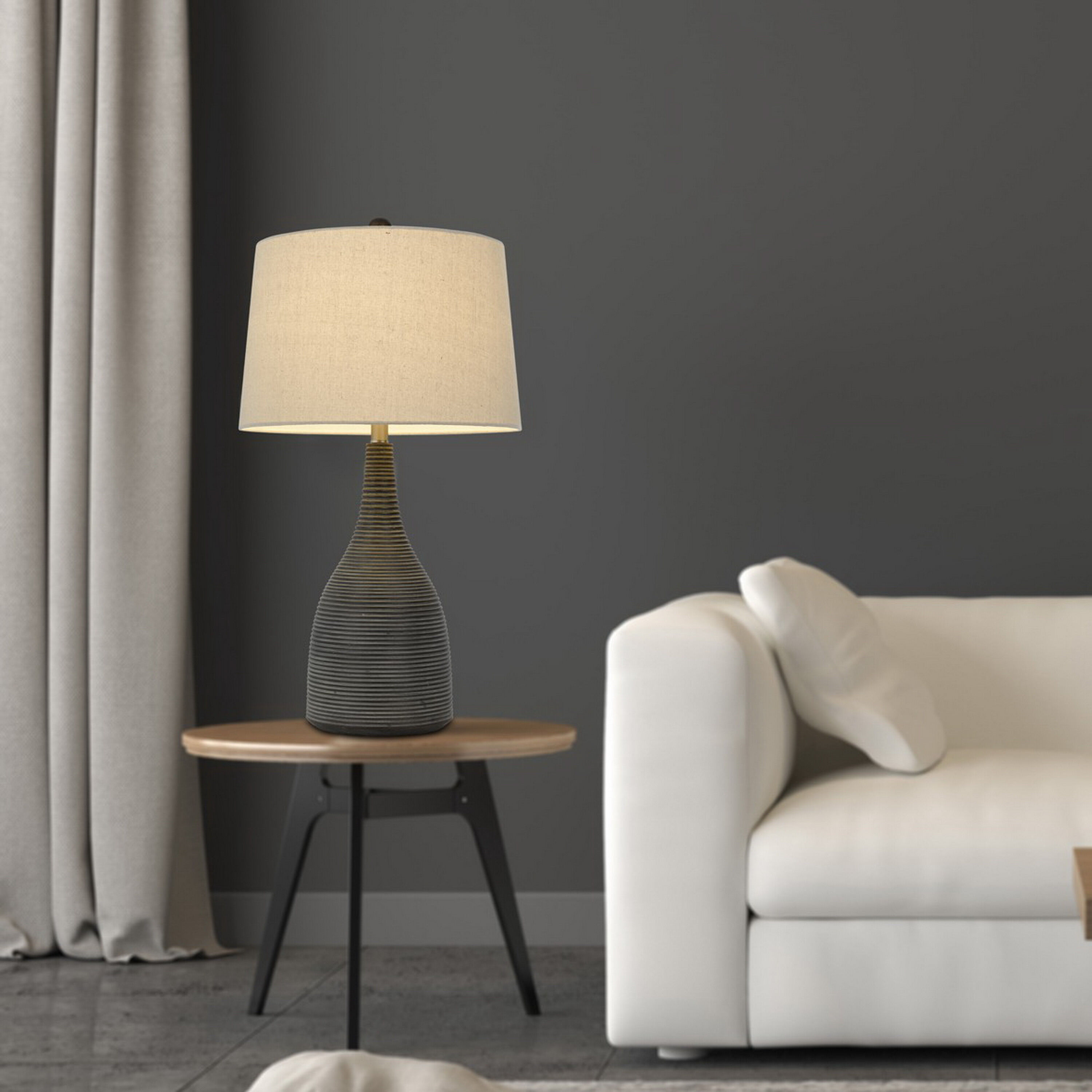 Ribbed ceramic table lamp on sale