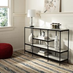 Sidney Black Metal and Wood Console Table with Shelving
