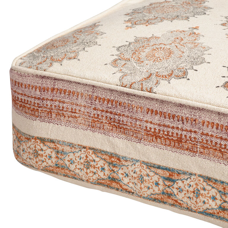 Sonya Natural Brown Block Printed Twin Mattress Cover image number 3