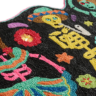Black and Neon Skeleton Musicians Beaded Table Runner Black and Neon Skeleton Musicians Beaded Table Runner