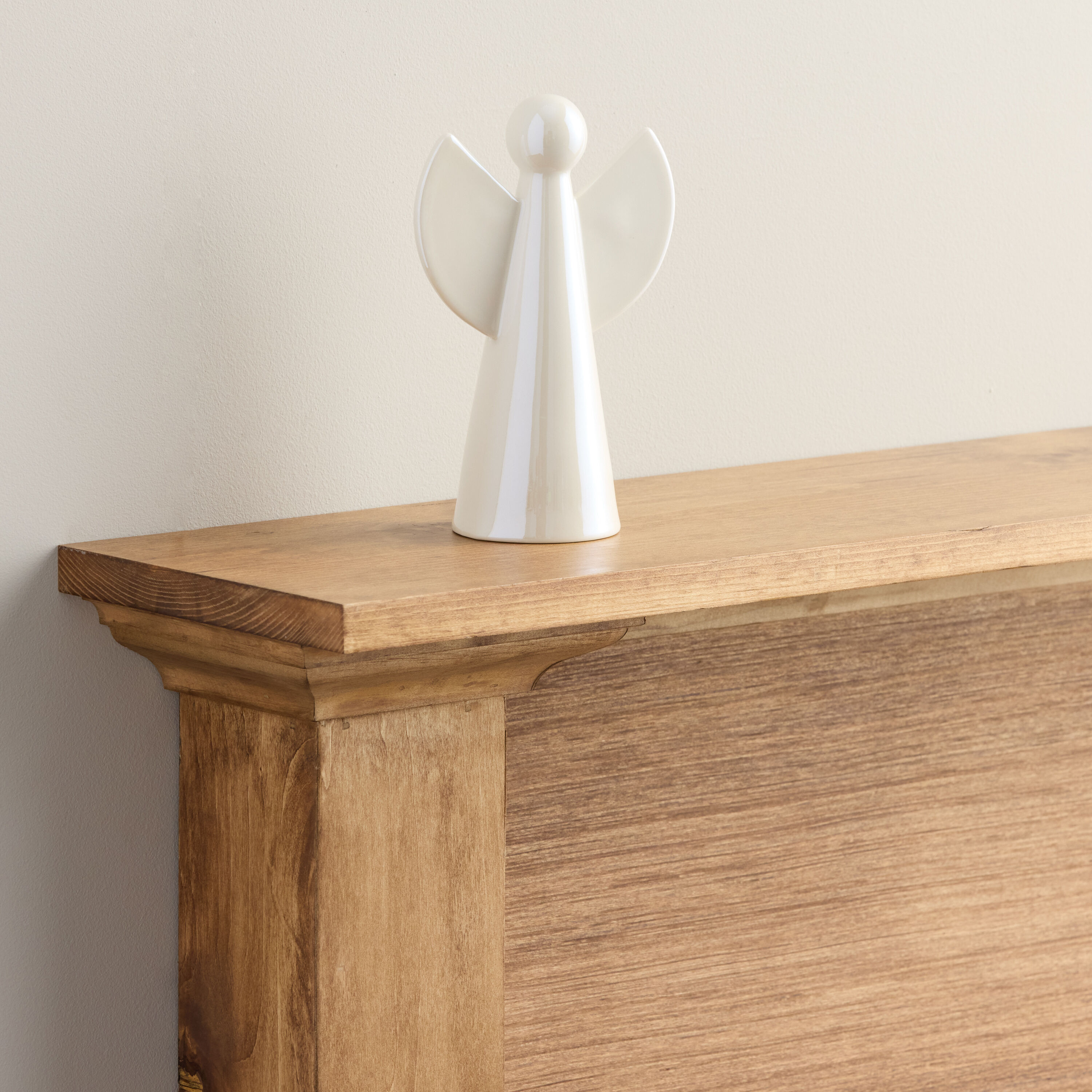 Iridescent Ivory Ceramic Angel Decor