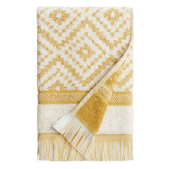 Asteria Yellow and White Check Terry Hand Towel by World Market