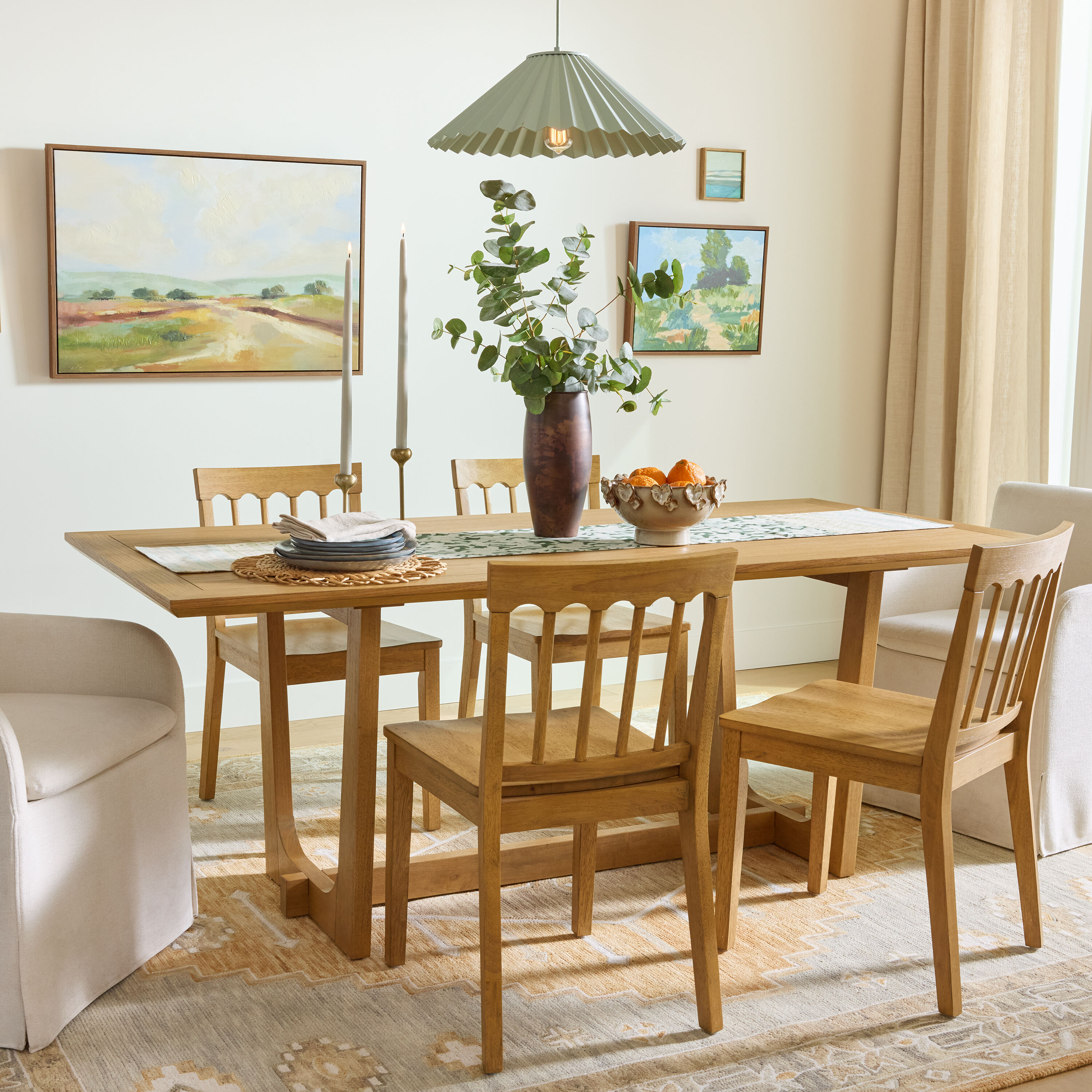 Leah Slate Blue Metal Pleated Empire Shade Pendant Lamp image number 1