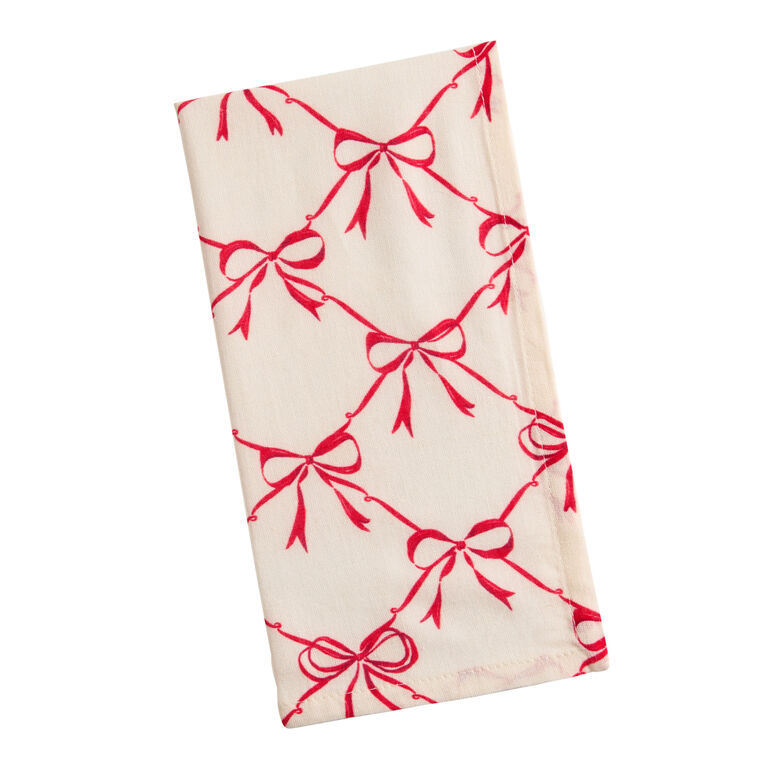 White and Red Bow Napkin image number 1