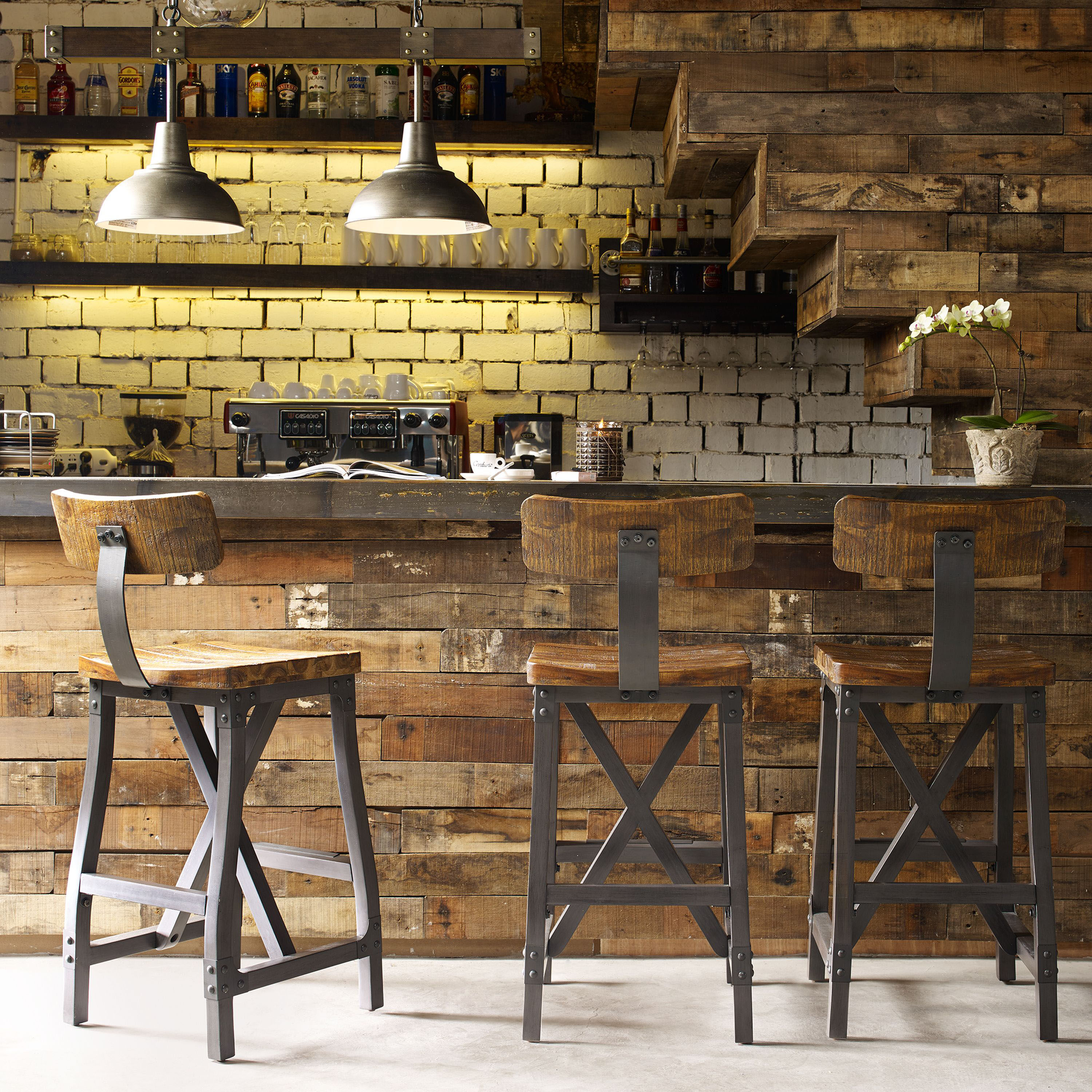 Acacia wood top counter stools