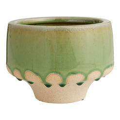 Green Ceramic Dripped Reactive Glaze Footed Planter