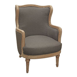 Beaumont Charcoal Gray Linen and Wood Upholstered Chair