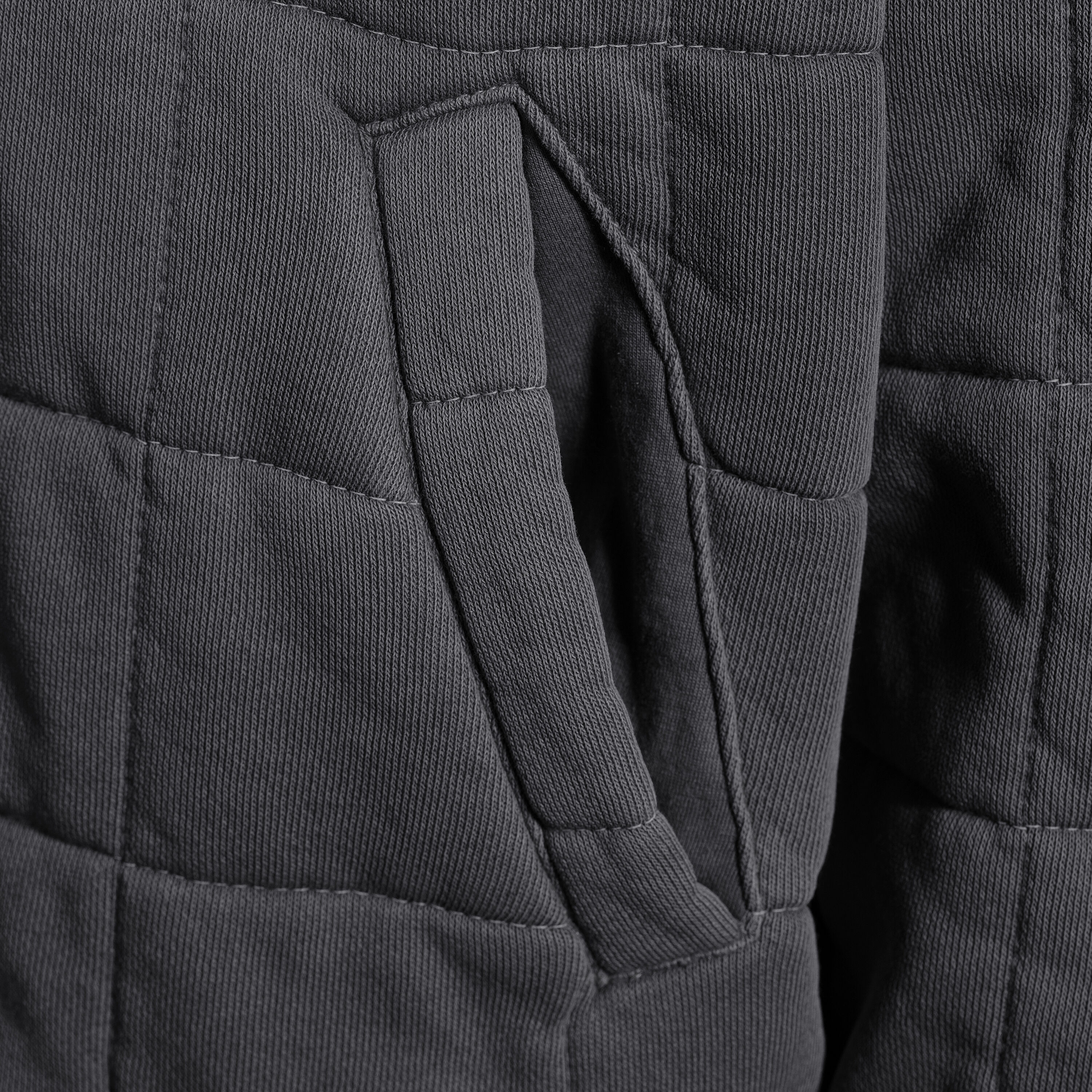 Kira Washed Gray Quilted Bomber Jacket with Pockets - World