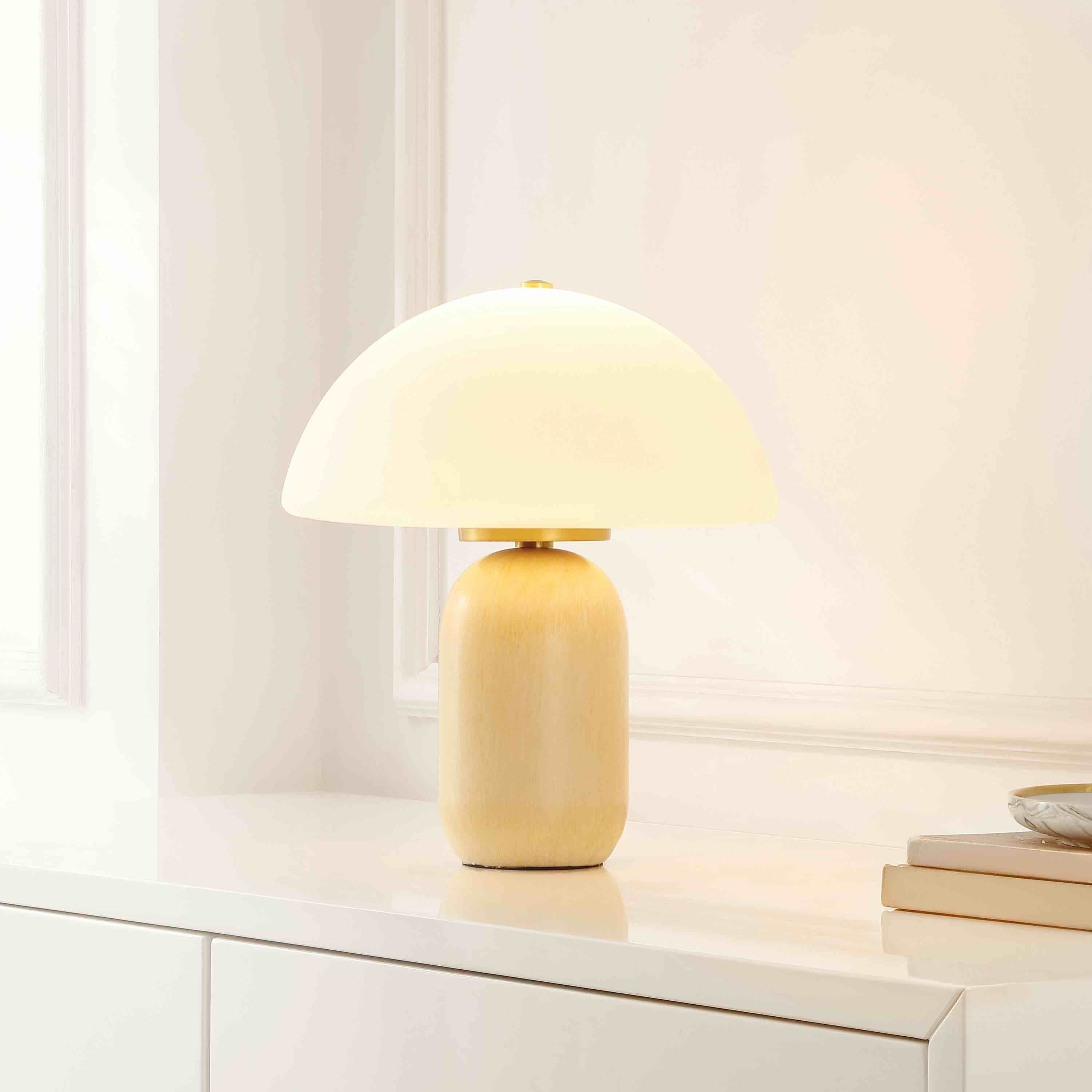 Burgon White Glass Dome and Natural Iron Table Lamp image number 1