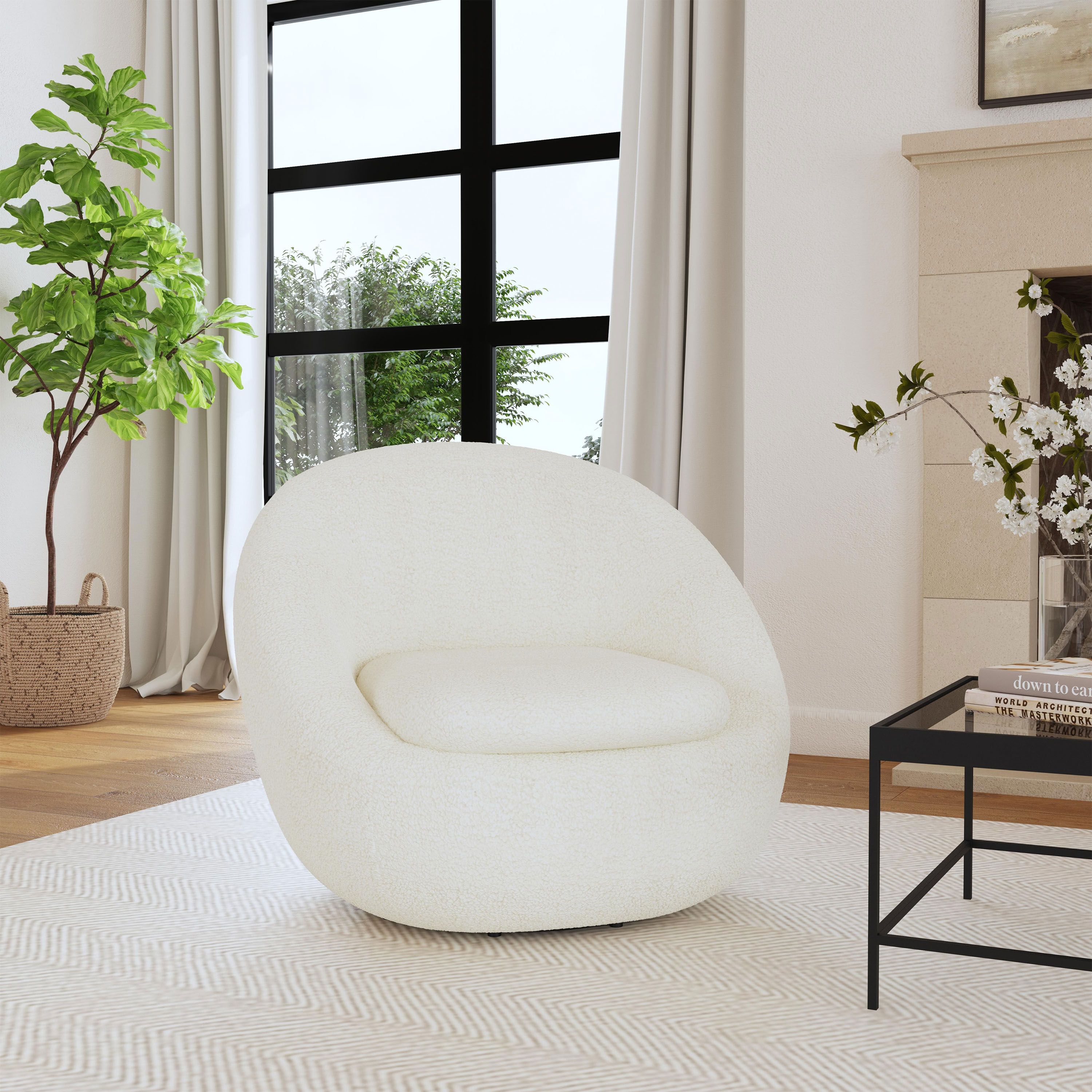 White sherpa armchair outlet