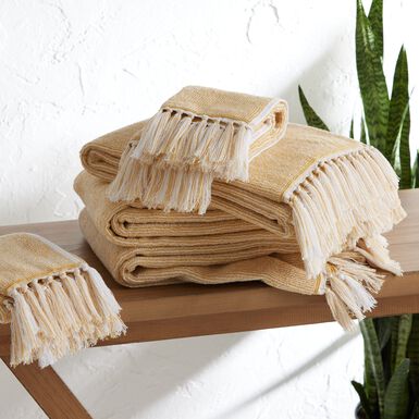 Azure Mustard And White Marled Bath Towel Azure Mustard And White Marled Bath Towel