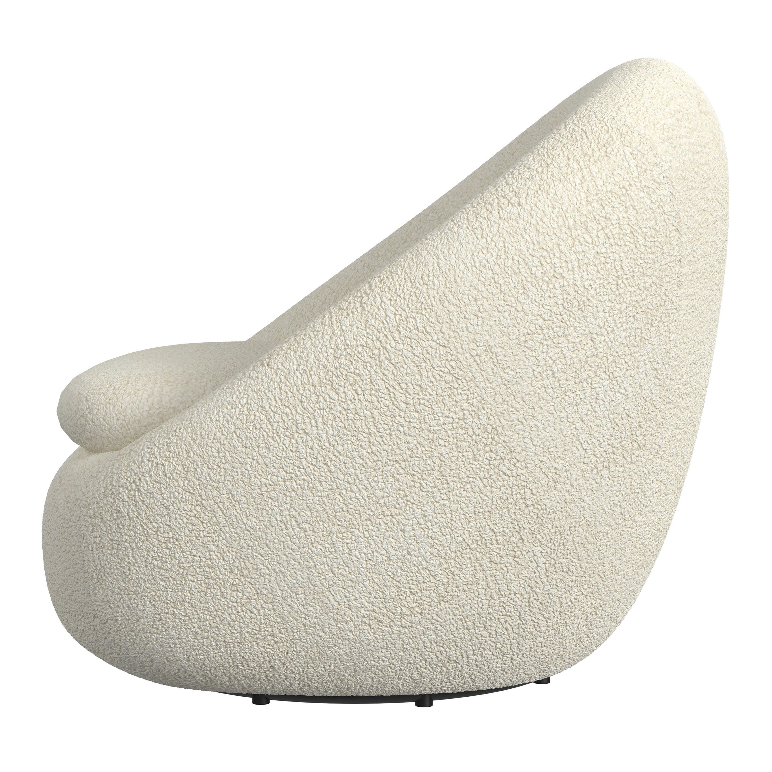 Haven White Faux Sherpa Curved Upholstered Swivel Chair World Market