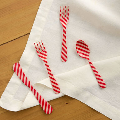 Red and Pink Stripe Enameled Cocktail Forks 4 Pack Red and Pink Stripe Enameled Cocktail Forks 4 Pack