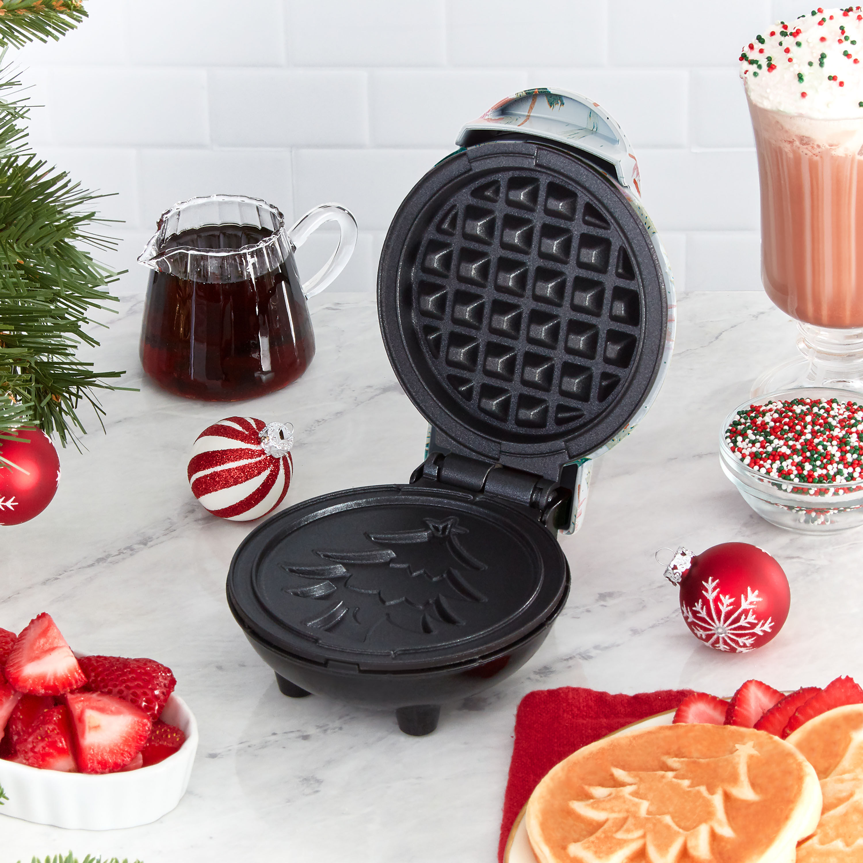 Dash x World Market Christmas Tree Mini Nonstick Waffle Maker image number 3