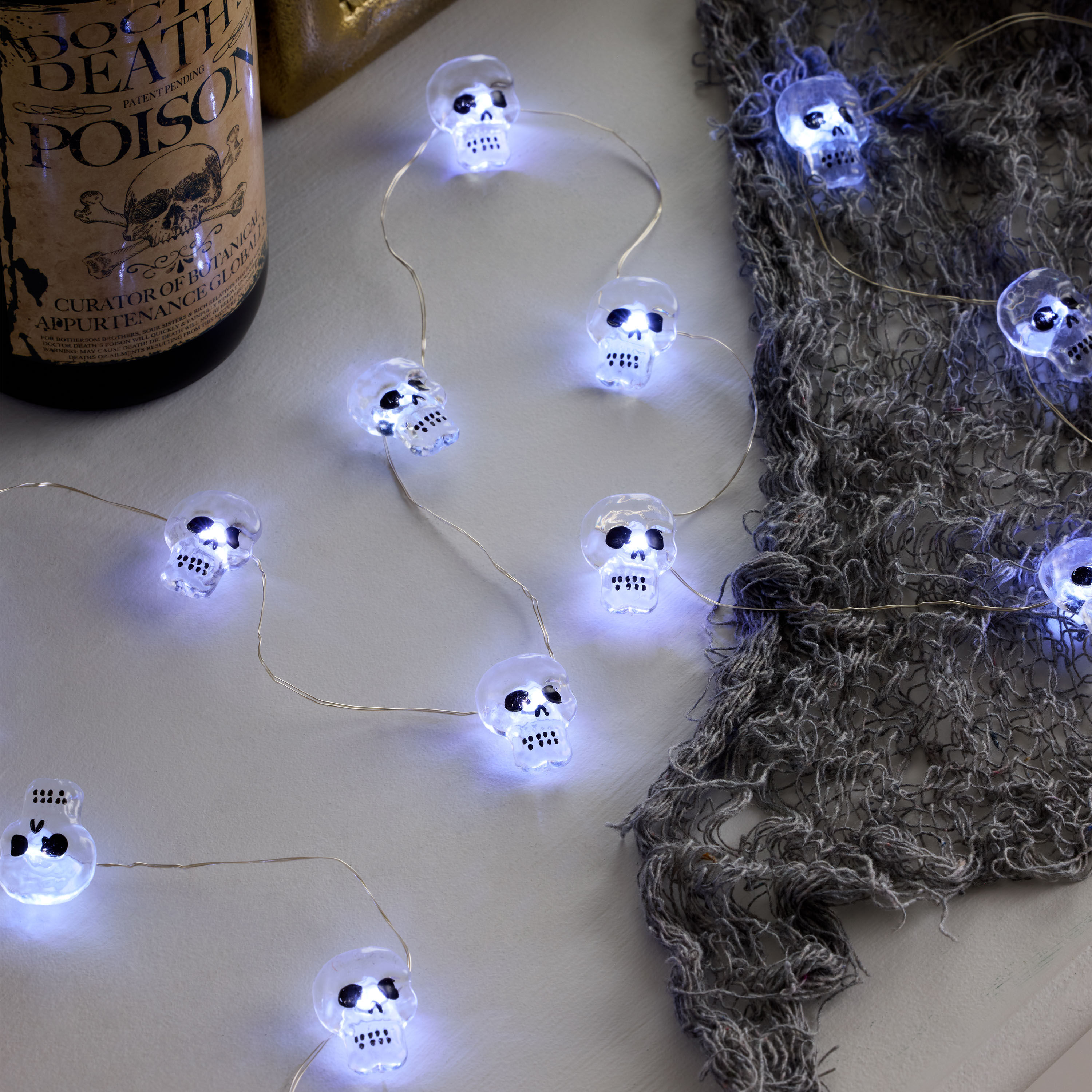 Halloween Skull Micro LED Battery Operated String Lights image number 1