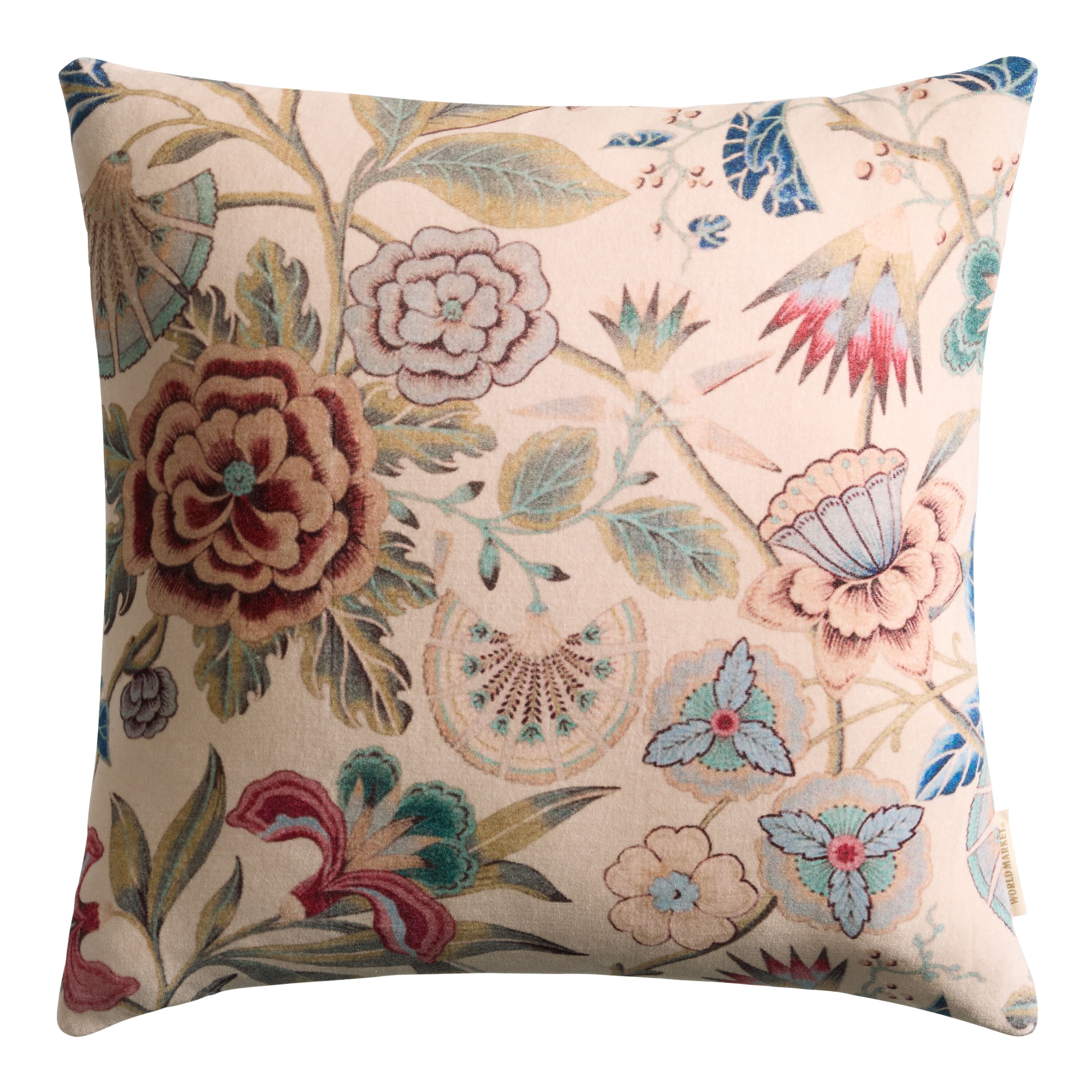 Multicolor Velvet Jacobean Floral Throw Pillow World Market