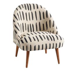 Noemi Charcoal Gray And Ivory Dash Print Chair