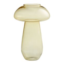 Light Amber Blown Glass Mushroom Vase