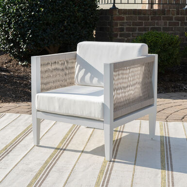Pacey White Metal and Taupe Rope Outdoor Chair Pacey White Metal and Taupe Rope Outdoor Chair