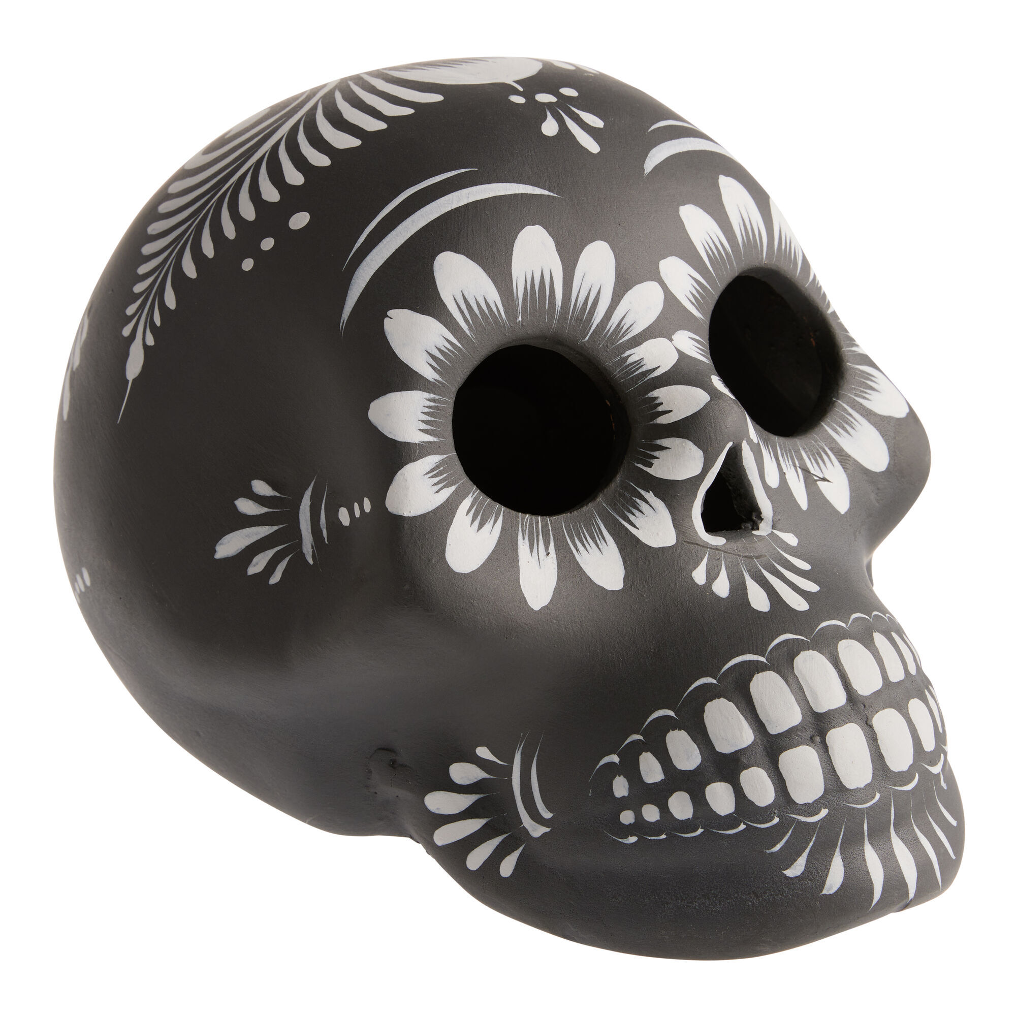 CRAFT Large Black Dia De los Muertos Painted Skull Decor image number 0